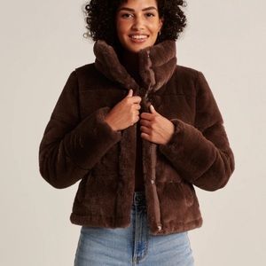 Faux fur mini puffer jacket